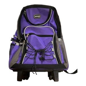 Wisdom NY Purple 5 zipper Rolling Luggage or Backpack with handles and wheels